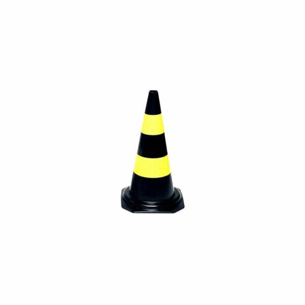 CONE SINALIZADOR 50CM PRETO/AMARELO PP PLASTCOR