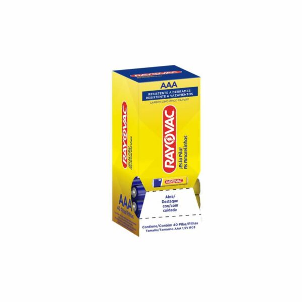 PILHA AMARELA AAA PALITO 10X4 TUBO RAYOVAC